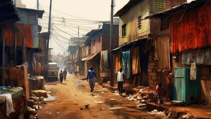 Narrow road in poverty - obrazy, fototapety, plakaty