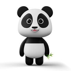 Cute panda character with bamboo, 3d rendering © Thanasantipan