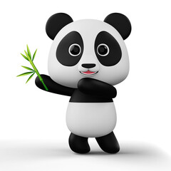 Cute panda character with bamboo, 3d rendering © Thanasantipan