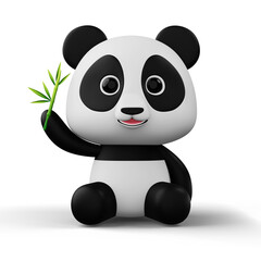 Cute panda character with bamboo, 3d rendering © Thanasantipan