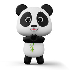 Cute panda character with bamboo, 3d rendering © Thanasantipan