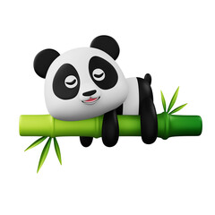 Cute panda character with bamboo, 3d rendering © Thanasantipan