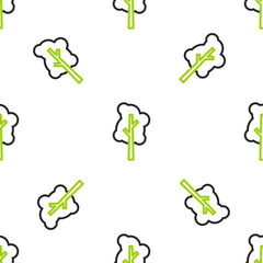 Line Tree icon isolated seamless pattern on white background. Forest symbol. Vector