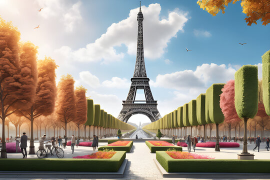 A Beautiful Paris Effiel Tower Square 
Generative AI