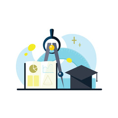 Back to school. Math flat design concept. Vector illustration