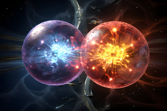 Two atomic nuclei, nuclear fusion