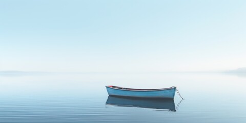 Lonely boat, copy space background