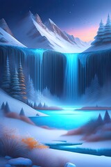 Fantasy landscape Artwork Mountains Ice Tundra