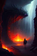 Fantasy landscape Artwork Mountains Underworld