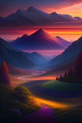 Fantasy landscape Artwork Mountains
