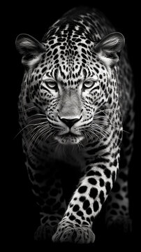 leopardo em preto e branco 