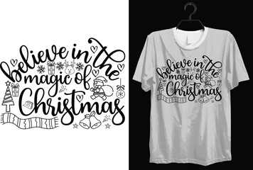 Merry Christmas Svg T-shirt Design. Funny Gift Merry Christmas T-shirt Design For Christmas Lovers. Typography, Custom, Vector, And Vintage T-shirt design.