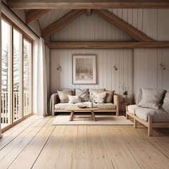 minimal interior living room natural earth tone white and beige colour scheme design concept,living room decrate with wood and rustic nature texture comfort and relax atmosphere house,ai generate