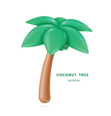 single coconut tree, minimalist cartoon style appearance tilted to the right