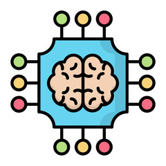 Artificial Brain Line Color Icon