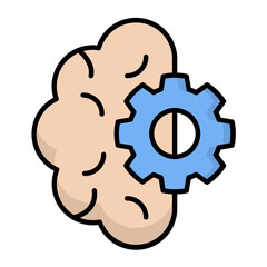 Brain Setting Line Color Icon