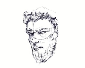 Greek portrait, drawing, greek drawing, Greek god