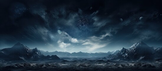 The backdrop is a dark, interstellar space with a starry night sky.
