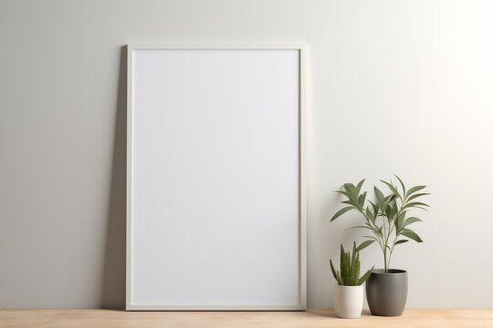 Empty Blank Poster Mockup with minimal flower plant