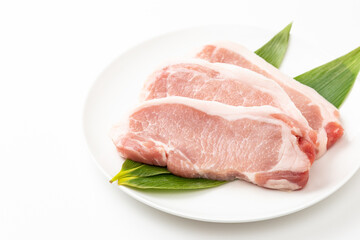 白背景に豚ロース肉