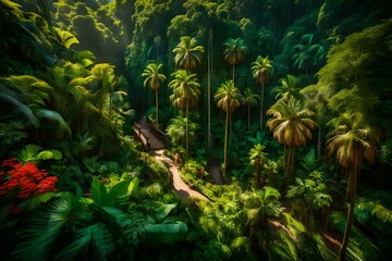 In the heart of a lush tropical jungle, nature thrives in all its untamed glory