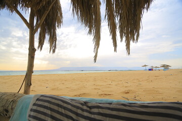 South Sinai, Egypt,10-Feb-2023 Awonderful beach in Ras Sidr, and clear skies. - obrazy, fototapety, plakaty