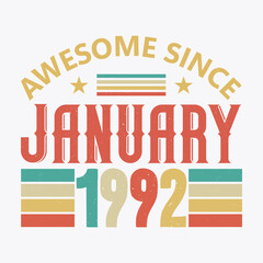 Fototapeta premium Awesome Since January 1982. Born in January 1982 vintage birthday quote design