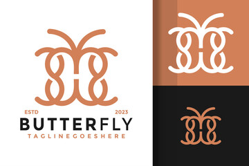 Obraz premium Letter H Butterfly logo design vector symbol icon illustration