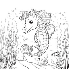 seahorse drawing kawaii for girls, drawing book girls drawing pages 