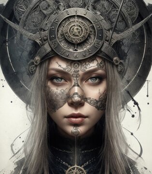Surreal Alchemist: Female Viking Master Alchemist Oil Painting