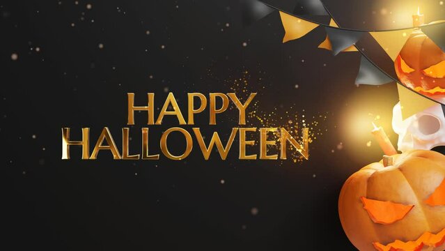 happy halloween typography title text background animation