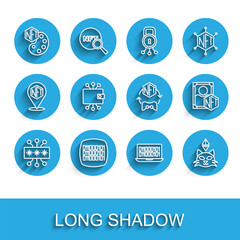 Set line Cyber security, Binary code, NFT Digital crypto art, Cryptocurrency wallet, and icon. Vector