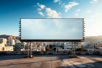 Obraz premium empty black road billboard and cityscape