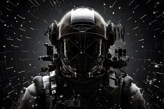 astronaut spaceship with space for text wireframe