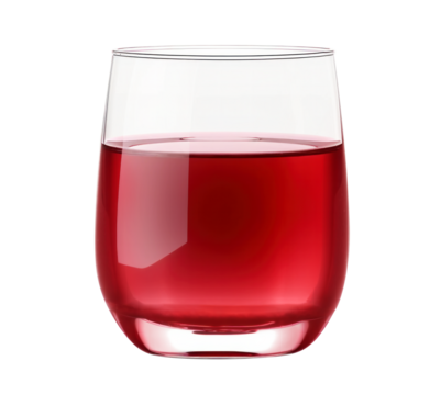 One glass of red fruit juice (grape, cranberry, cherry etc) isolated on white background