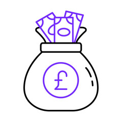 illustration of a pound money bag. Vector Icon.