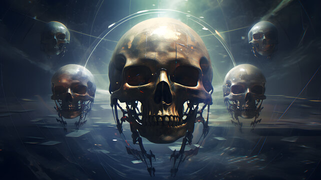 Alien Civilization Technology Metal Technology Skeleton Artificial Intelligence,AI generated pictures