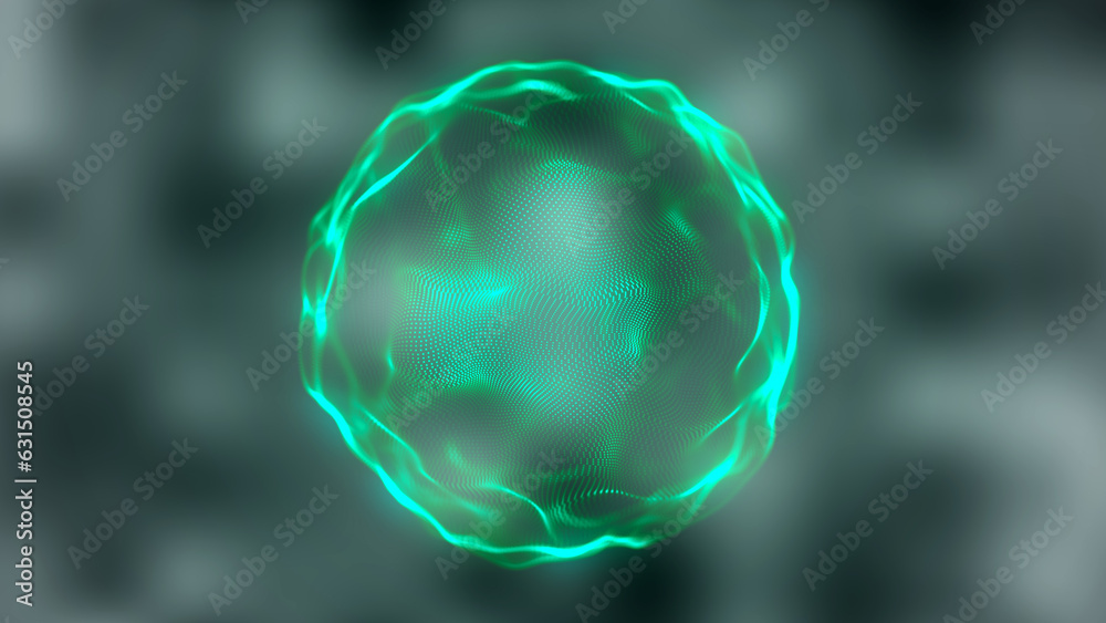 Poster abstract liquid geometric sphere. smooth movement on a light background. energy sphere of bright par