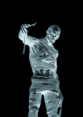 Obraz premium mummy is doing a hiphop pose like a gangster in white background