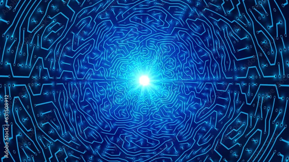 Wall mural pcb tunnel in motion, embracing modern ai and deep learning technologies with circuit board design