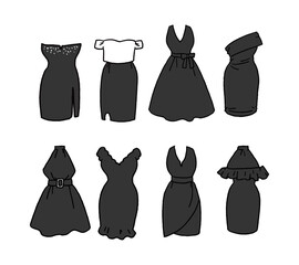 黒のドレスのイラストセット