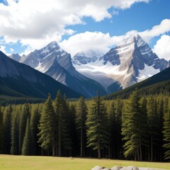 Fototapeta premium Snow mountain landscape, generative AI