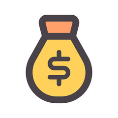 money bag flat line icon