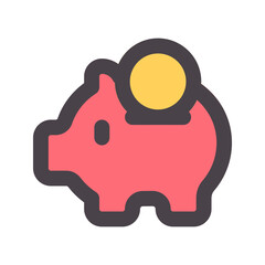 piggy bank flat line icon