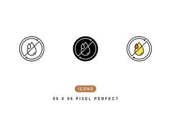 Trans Fat Free Icon. Non Oil Food Product Symbol Stock Illustration. Vector Line Icons For UI Web Design And Presentation