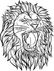 Roaring Lion Head Hand Drawn Illustration Vector