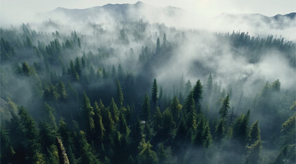 Foggy Forest Top View 