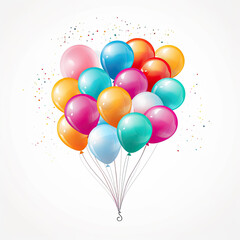 Colorful festive balloons design , white clean background