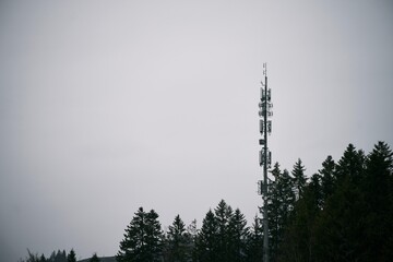 Cell Tower in Rural Landscape. Connecting Communities with 5G and 4G Networks. LTE internet tower...
