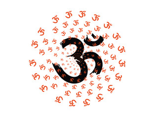 Om artwork with circle effect, om graphic trendy design,
